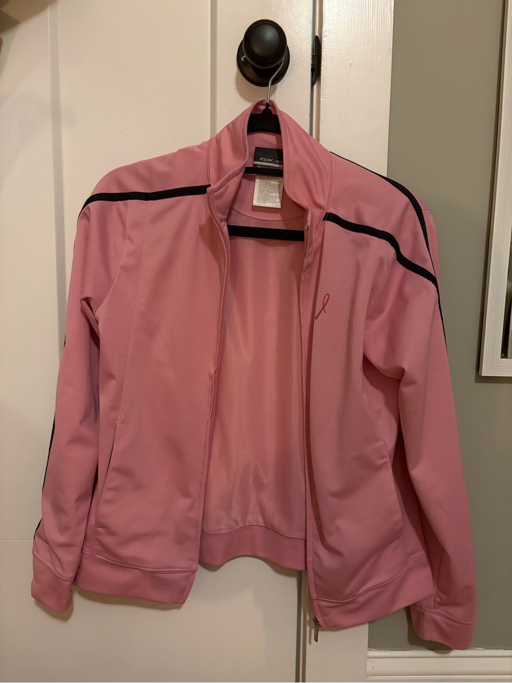 Reebok pink breast cancer awareness full zip jacket.